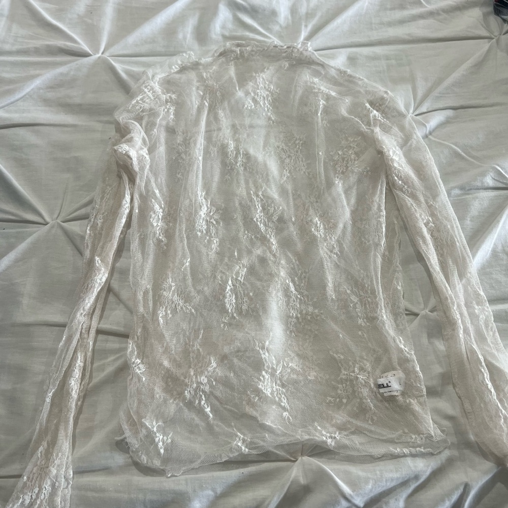 Telfar Sheer White Lace Blouse